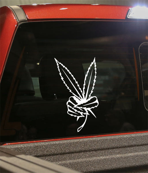 Leaf peace symbol marijuana decal - North 49 Decals