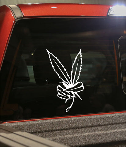 Leaf peace symbol marijuana decal - North 49 Decals