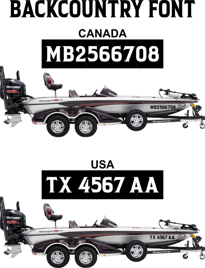 Backcountry Font 3" Boat Numbers Decal One Set North 49 Decals