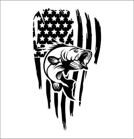 Bass US Flag decal, fishing decal