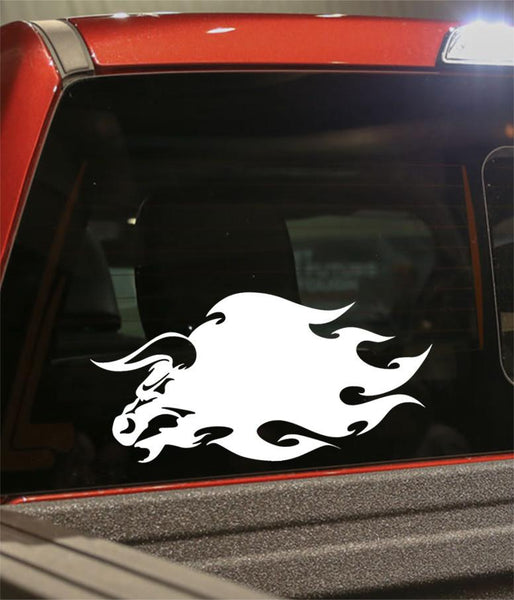 bull 2 flaming animal decal - North 49 Decals