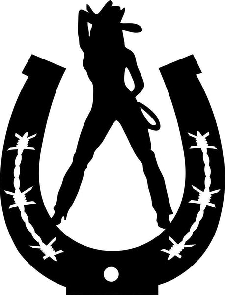 cowgirl horseshoe 2 country & western decal - North 49 Decals