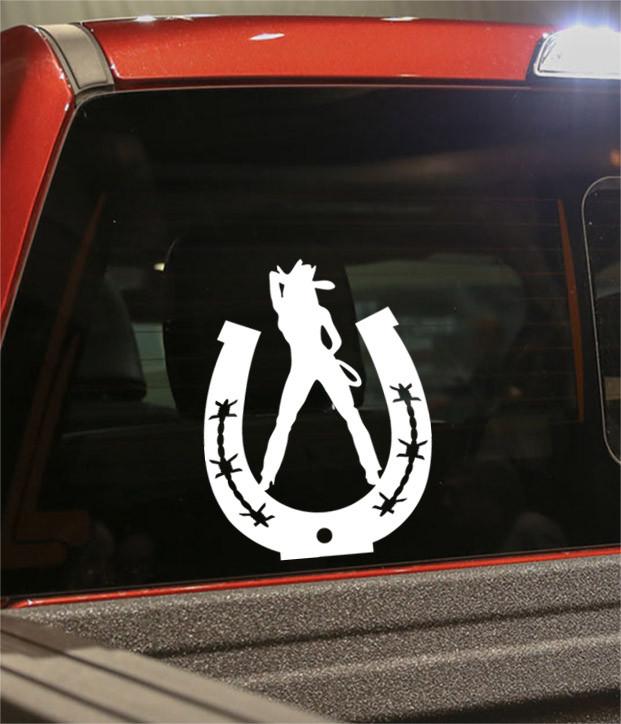 cowgirl horseshoe 2 country & western decal - North 49 Decals