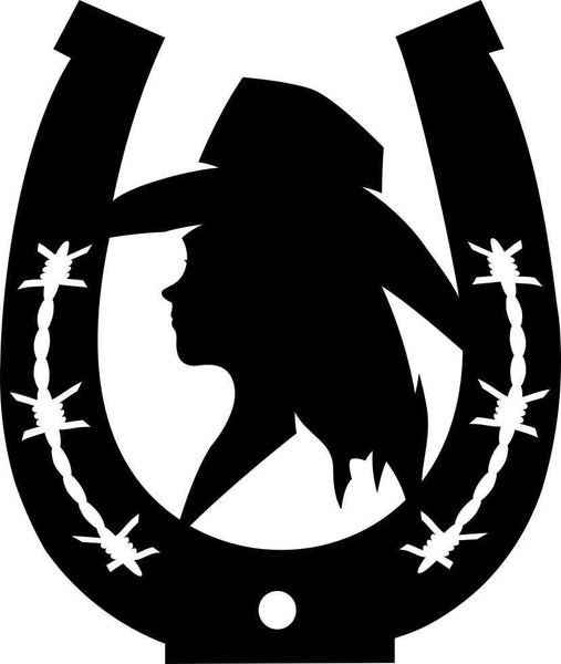 cowgirl horseshoe 3 country & western decal - North 49 Decals