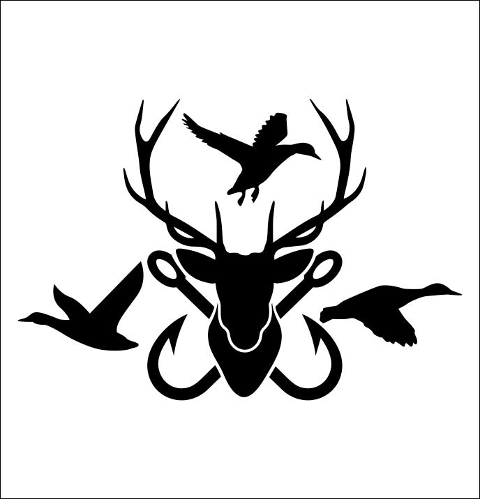 Deer Turkey Duck And Fishing Hook Vinyl Decal Sticker