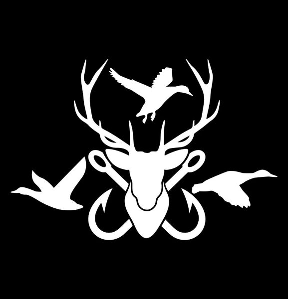 Deer Ducks and Fish Hooks hunting decal