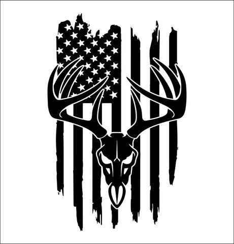 Deer Skull US Flag hunting decal
