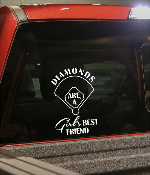 diamonds are a girl's best friend softball decal - North 49 Decals