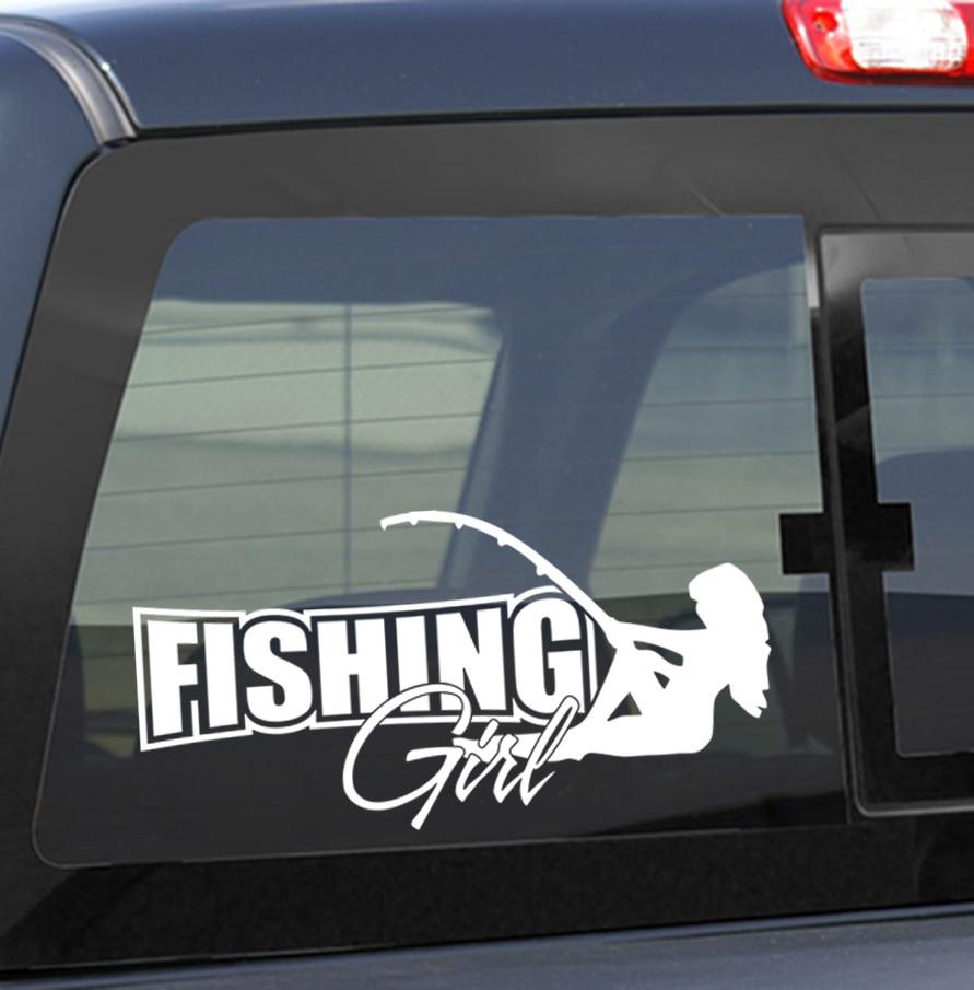 Fishing girl fishing decal
