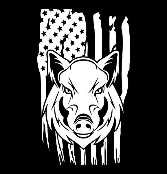 Hog US Flag hunting decal