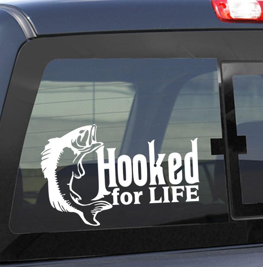 Hooked for life fishing decal