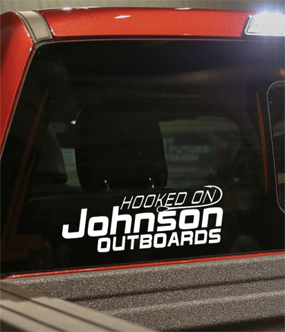 hooked on johnson outboards fishing logo decal - North 49 Decals