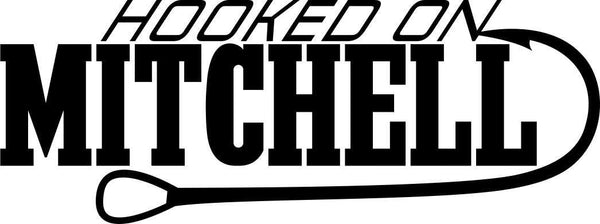 hooked on mitchell fishing logo decal - North 49 Decals