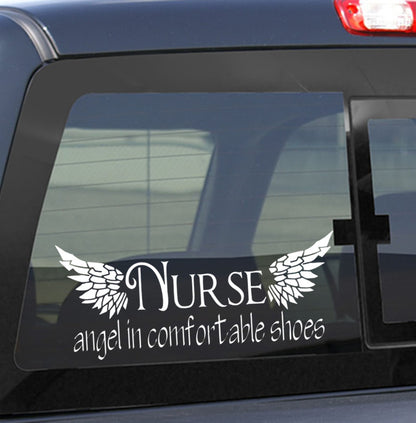 Nurse..angel in comfortable shoes nurse decal - North 49 Decals