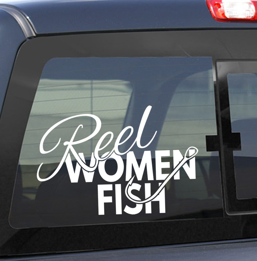 Reel women fish fishing decal
