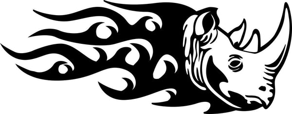 rhino flaming animal decal - North 49 Decals