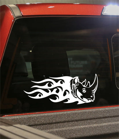 rhino flaming animal decal - North 49 Decals