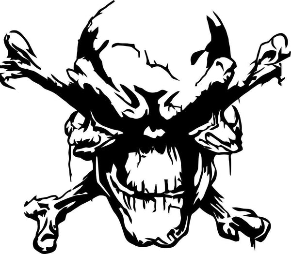 skull 2 skull biker decal - North 49 Decals