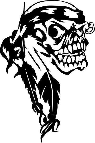 skull 5 skull biker decal - North 49 Decals