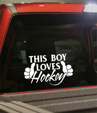 this boy loves hockey.. hockey decal - North 49 Decals