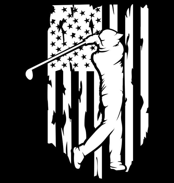US Flag Golf decal