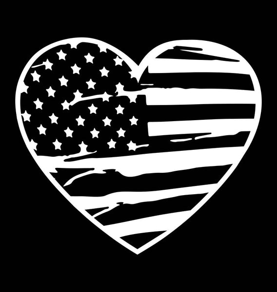US Flag Heart decal