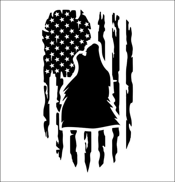 Wolf US Flag hunting decal