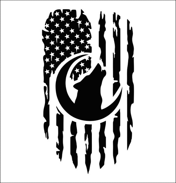 wolf us flag hunting decal